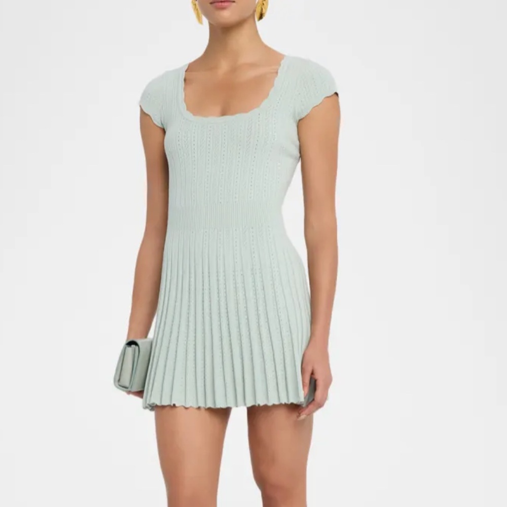 LoveShackFancy Evaluna Stretch Pointelle Mini Dress in Size Small (NWT)